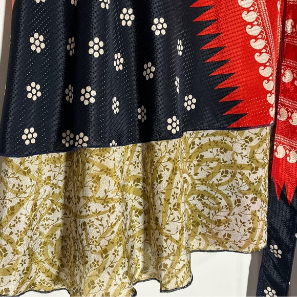 EARTHBOUND TRADING Co. Skirt 100% Silk Wrap Double Layers Reversible Multi-Color - Picture 4 of 12